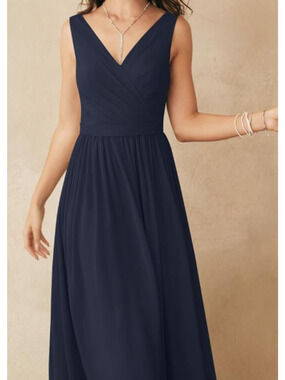 AW BRIDAL 8 M navy blue Gwyneth wedding bridesmaid party maxi dress new 0b10